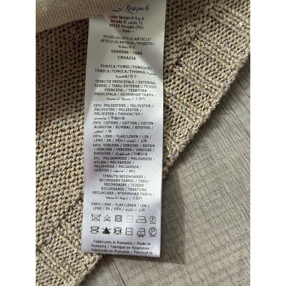 Luisa Spagnoli Womens Beige Cable Knit Sweater Cotton Linen Size M - Picture 5 of 8